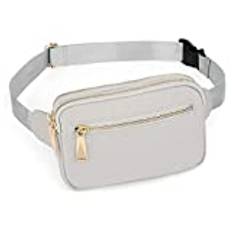 UTO Midjeväska för kvinnor, herr, pack vattentätt bälte nylon mode lätt chic platt midjeväska med 3 fickor med dragkedja, Zapata grå (längre), S
