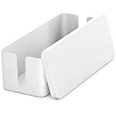 deleyCON Kabelhanternig Box Kabel Organiserare Box Kabellåda 40,5cm x 15,3cm x 13cm Robust Plast 2 Sidomonterade Kabelledare Skydd och Säkerhet Vit