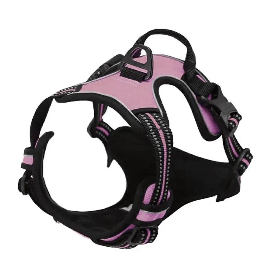 No-Pull Dog Harness with Front Clip & Handle | Heavy Duty Reflective Vest for Easy Walking - Pink / M (M)