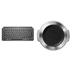 Logitech MX Keys 920-010479 Tangentbord, Grå (Tyskland) & Logitech Lift Vertikal ergonomisk mus, trådlös, Bluetooth eller Logi Bolt USB-mottagare, ljudlösa klick, 4 knappar - Grå