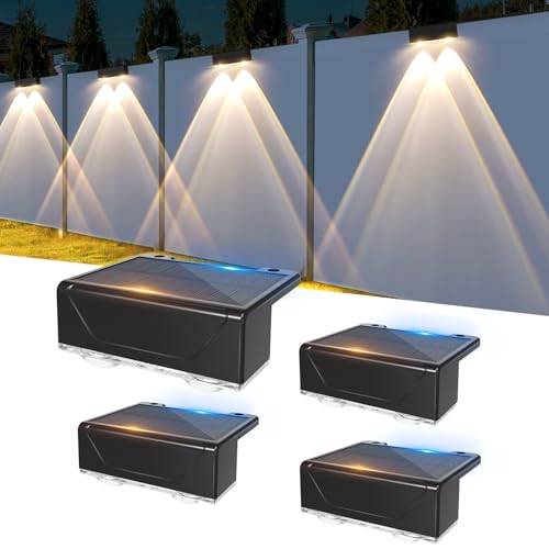 Liyade Solar Wandleuchten, 4 Stück, IP65 Wasserdicht, 3 Lichtmodi