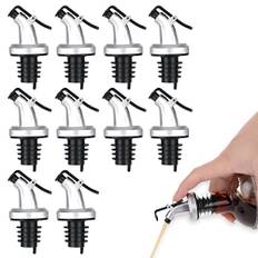 10-pack oljeflaska häll, olivolja pip sprit sprit drycker droppare läckagesäker flaskpropp dispenser med dammlock för sallad, sås, soja, vin, vinäger | oljeflaskdispenser köksverktyg