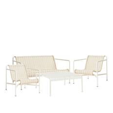 HAY - Palissade cord loungegrupp med loungesoffa, 2 loungestolar & lågt trädgårdsbord cream white - Loungegrupper utomhus