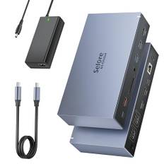 Displaylink Dock USB C Docking Station 3 HDMI 2 DP Universal Dockingstation 120W Netzteil kompatibel mit MacBook M1/M2,USB3.1 10G Adapter Triple Monitor Dual DisplayPort RJ45 für HP Dell, usw