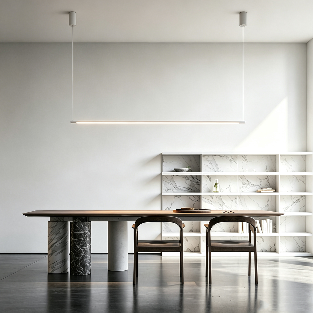 86cm dæmpbar spisebordslampe - Hvid, 11W LED, inkl. wireophæng - Dæmpbar : Dæmpbar, Kulør : Varm