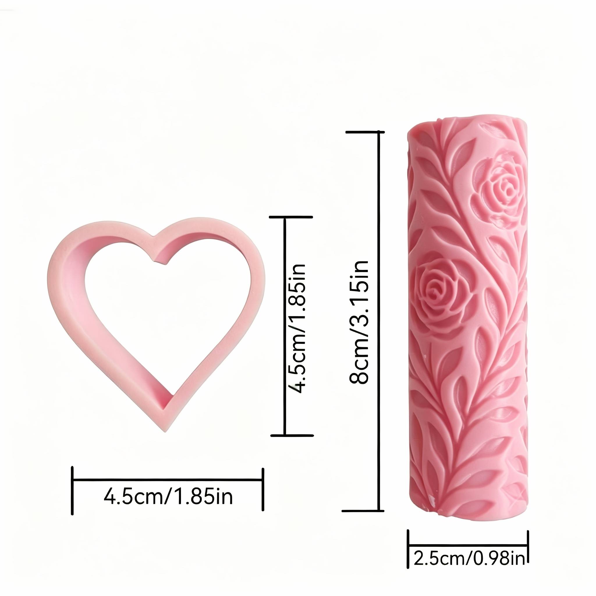 Rose Pattern Textured Roller And Heart Mold Set, High-precision Durable Polymer Clay Tools, Suitable For Polymer Clay Earrings, Jewelry, Crafts, And Art Design