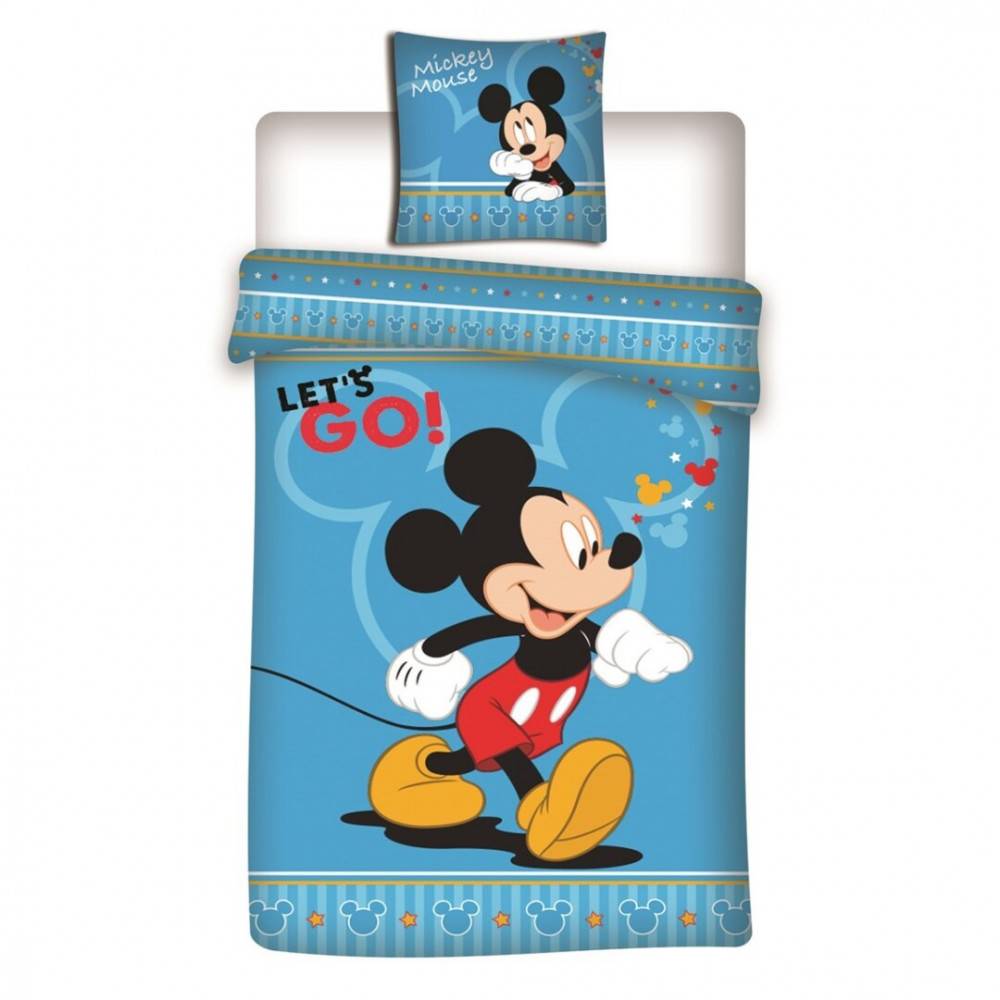Disney Mickey Let's Go påslakan 140x200 cm, örngott 63x63 cm i mikrofiber