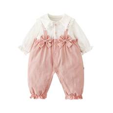 Baby Long Sleeve Layered Newborn Faux Layered Baby Birth Preparation Bowknot 24M [Baby koi] Clothes, Romper, Spring/Autumn Style, Coverall, Girl,