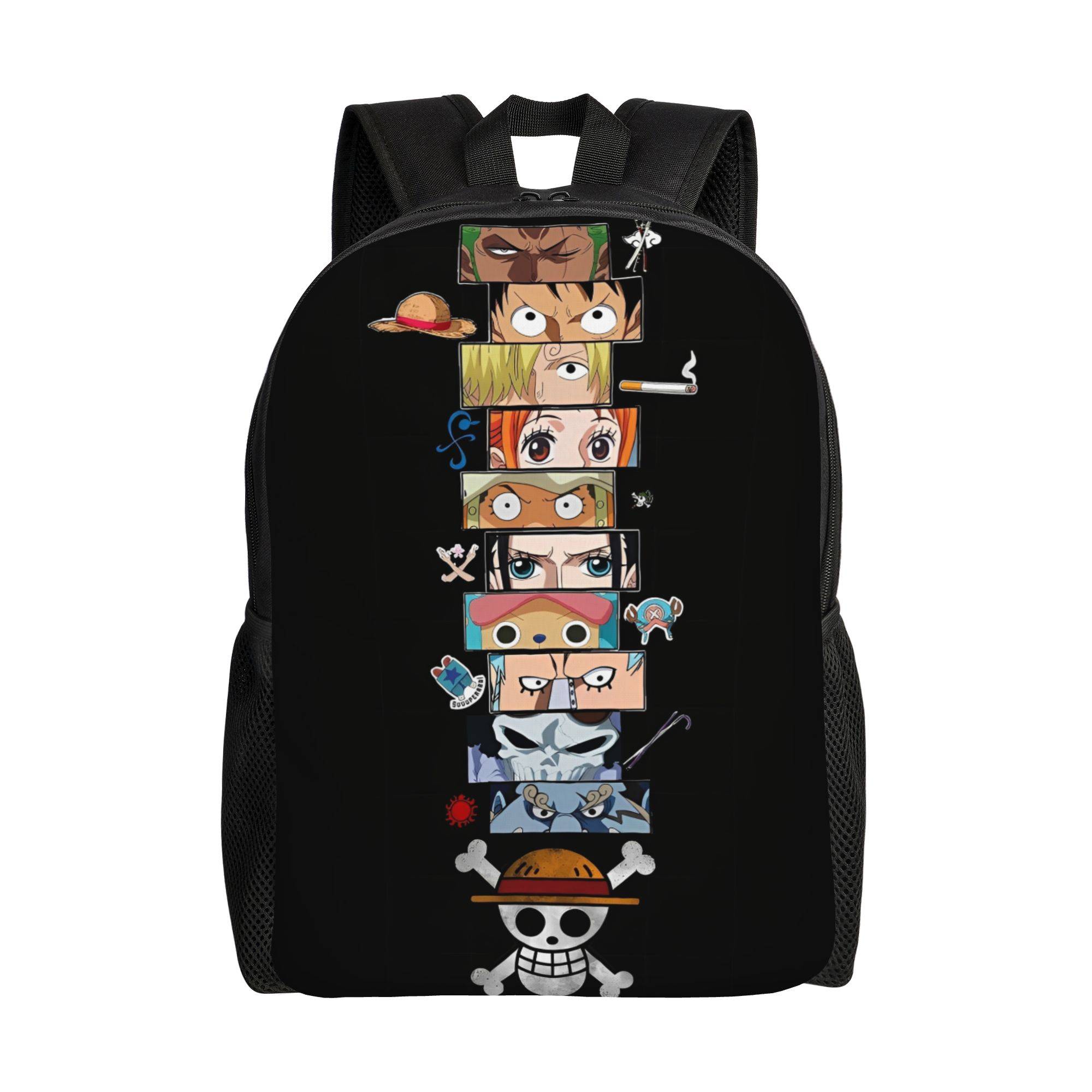 One Piece Ryggsäck för Män Kvinnor Cool Studerande Affärs Dagryggsäck The Straw Hat Crew Laptop Axelväska Hållbar