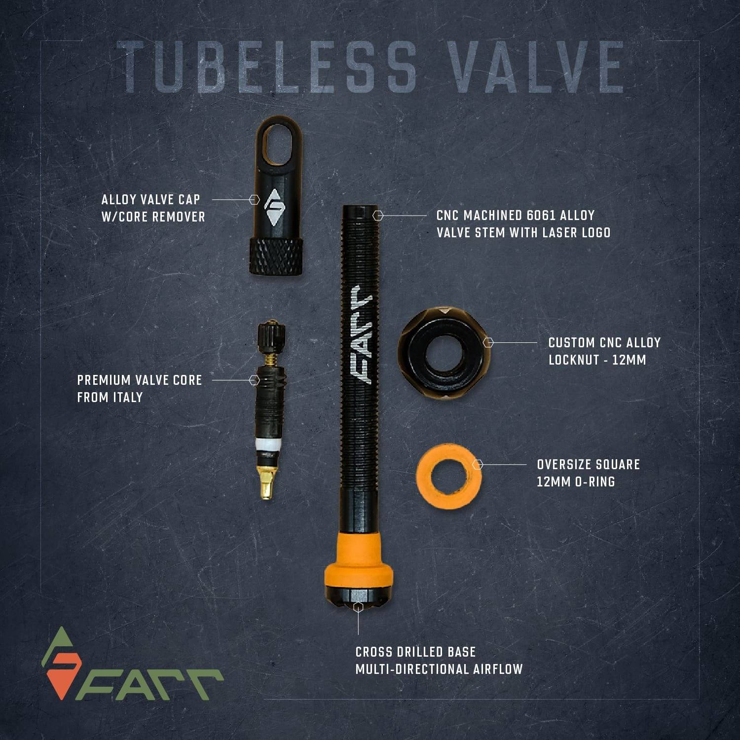 RIDE FARR Supa-Flow 60mm Tubeless Ventil Black (Svart)