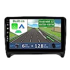 YUNTX [6GB+128GB] Android 14 2 Din bilstereo för Audi TT MK2 8J 2006-2012-[Stödja CarPlay/Android Auto/DSP/GPS]-IPS 9tums Pekskärm-CAM+MIC-DAB/Ratt kontroll/Bluetooth 5.0