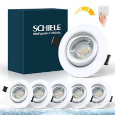 Schiele 6 x 7W infälld LED-spotlight, dimbar infälld LED-spotlight, vit IP44 takbelysning, infälld LED-spotdiameter 68–78 mm, lämplig för spotlight, kök