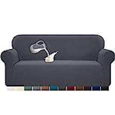 Granbest stretchigt vattentätt sofföverdrag, 1 styck, soffskydd, jacquard, elastiskt soffskydd med halkskydd av skum (3-sitsig, grå)