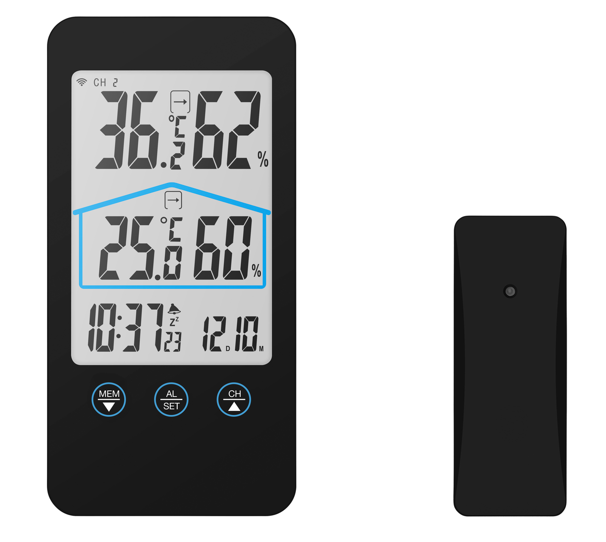 Clas Ohlson Trådlös hygrometer/termometer för inomhusbruk, Svart