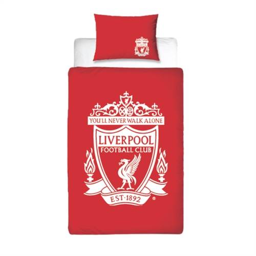 Liverpool sängkläder - Rött vändbart sängset med logga - 100% bomullssänglinne - Fotbolls-sängkläder