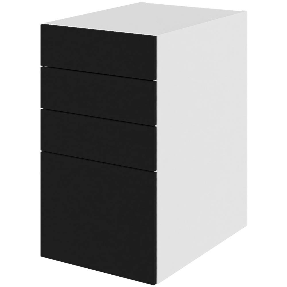 Multi-Living Køkken skuffeskab i Cibo Nero 127 H: 70,4 cm D: 60,0 cm - 4 skuffer deludtræk/softluk - Bredde: 40 cm.