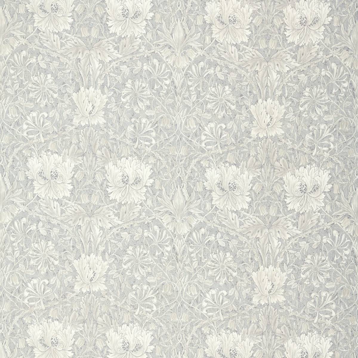 William Morris tyg Pure Honeysuckle & Tulip Print Light Grey Blue
