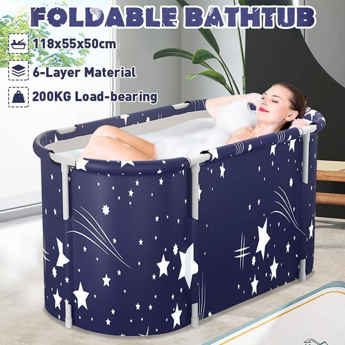 120CM hopfällbart badkar Spabadkar Vuxna Barnpool Bärbar Plastbadkar Badkar Hink Isolering Badbadkar Dubbelt avlopp 6 lager gray