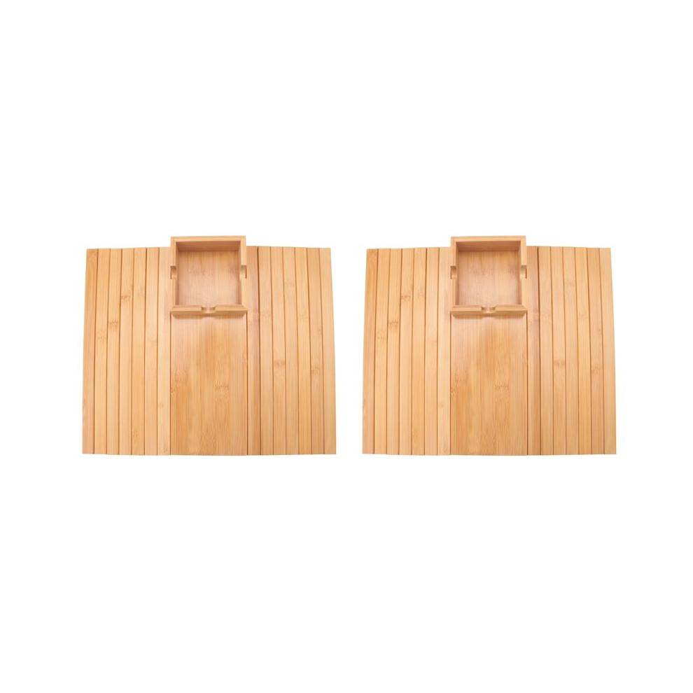 2X Sofa Armrest Tray,Couch Cup Holder,Bamboo Tray with Cup Holder,Bamboo Couch Cup Holder Tray