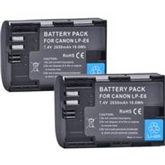2650 mah lp -e6 lp-e6n batteri + laddare för canon eos 6d 7d 5d mark ii iii iv 5d 60d 60da 70d 80d 90d 5ds r5 r6 xc10 xc15