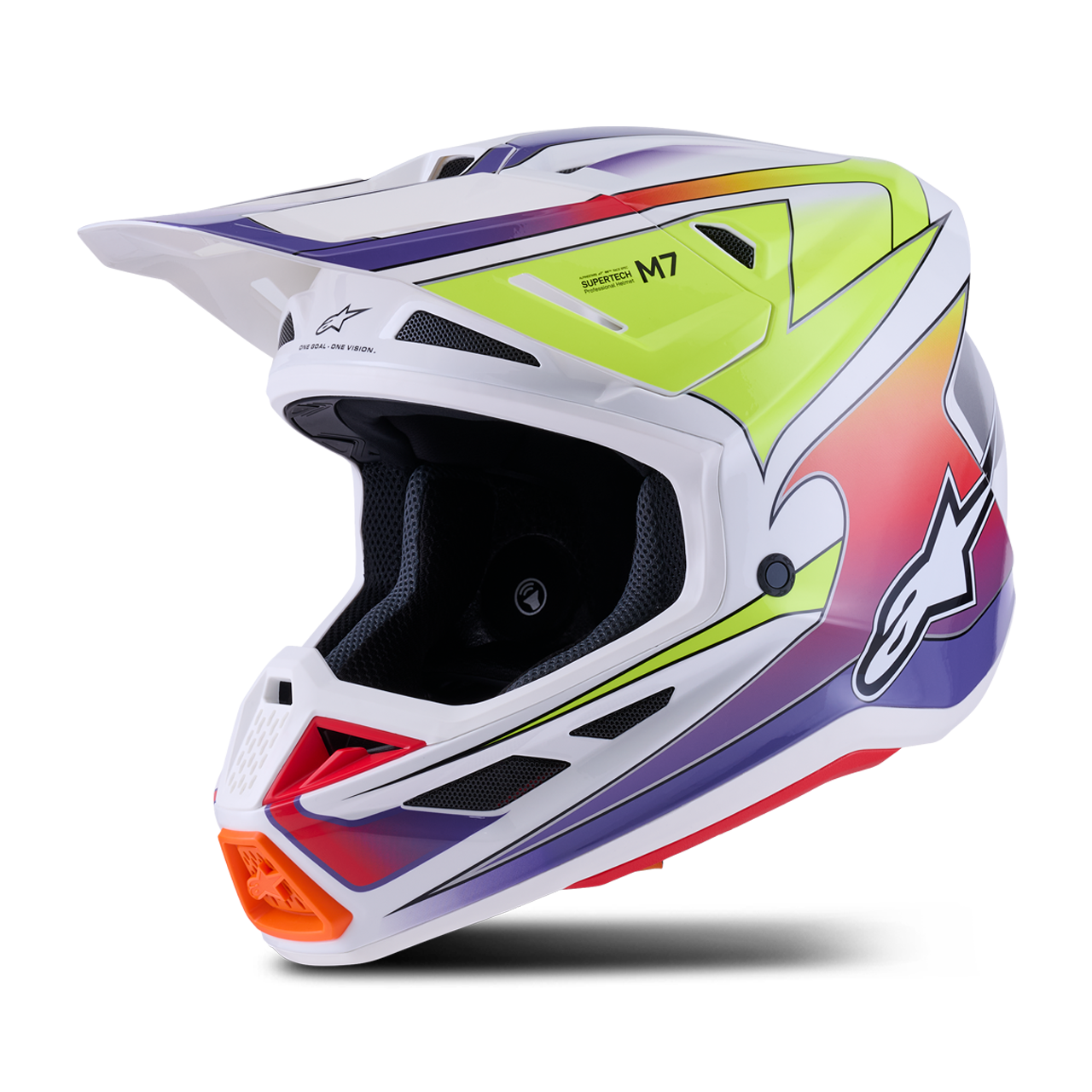 Alpinestars SM7 Fuse Crosshjälm Vit/Gul/LilaS