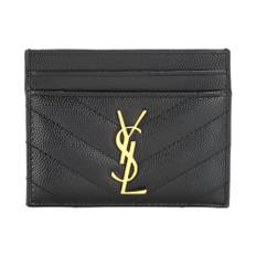 Saint Laurent, Accessoarer, Dam, ONE Size, Läder, Monogram Läder Korthållare Svart - black (ONE SIZE)