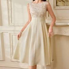 Vintage elegant damklänning fickor 3D-broderad mesh formell klänning fest sommarkläder för kvinnor vit klänning sommarklänningar för kvinnor balklänni - Aprikos (L,M,S,XL,XS,XXL,XXS,XXXL,XXXXL)