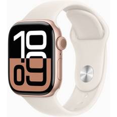 Apple Watch Series 10 Aluminium 42 mm (2024) | GPS | rosa guld | Sportsrem S/M | Polar Star