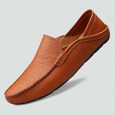 Men Leather Shoes Men Spring Loafers Slip On Business Casual Leather Shoes Classic Soft Moccasins Men Breathable Flats Shoes - Brown - EUR39,EUR40,EUR41,EUR42,EUR43,EUR44,EUR45,EUR46,EUR47