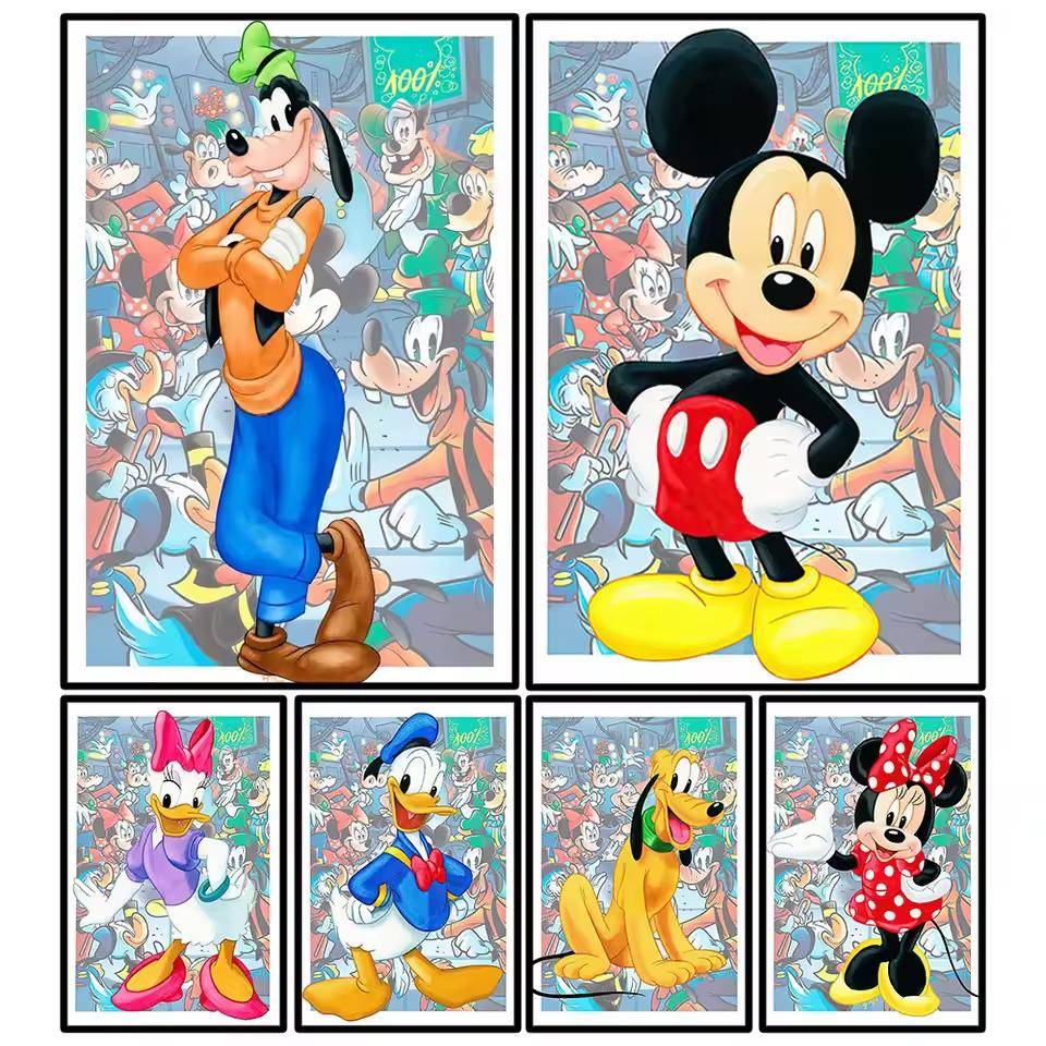 5D Diamantmålning Disney Full Diamantbroderi Tecknad Film DIY Strassbilder Korsstygnsset Hantverk Heminredning black