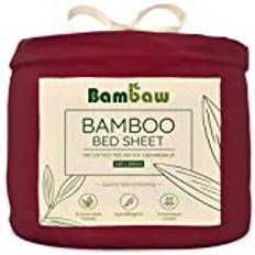Bambaw Bamboo Fitted Sheet, 160 x 200 cm, Cooling Sheet for Allergy Sufferers, Winter and Summer for Better Sleep, Burgundy