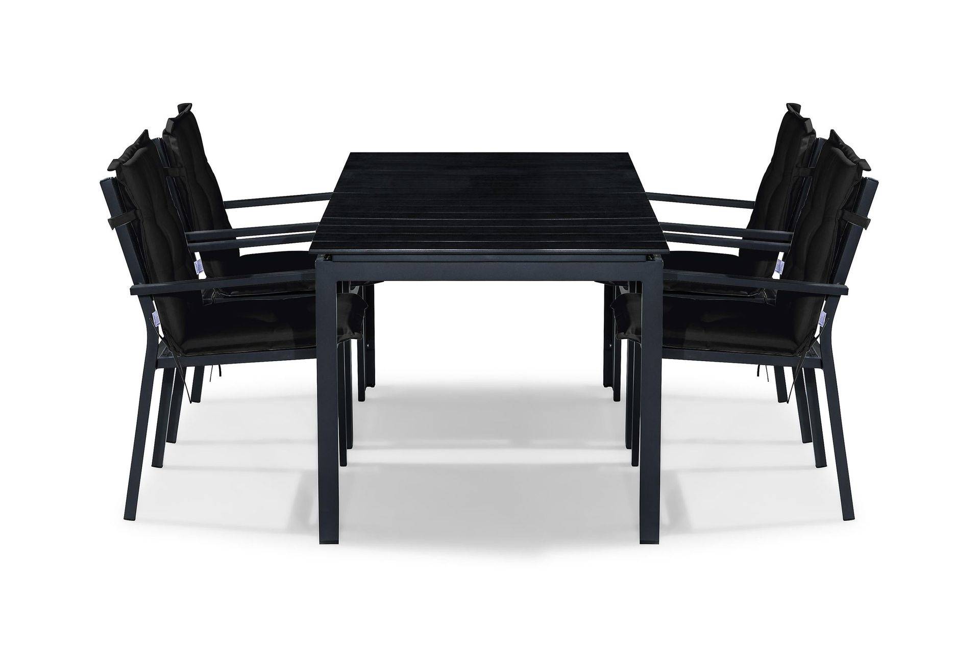 Comfort Garden Tunis Matgrupp Utomhus 152-210x90 + 4 Stapelstolar m Dyna - Svart Matgrupper utomhus