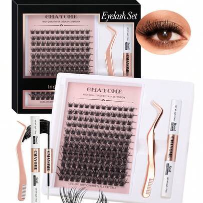 144 st C-curl Fairy Lash-klusterkit 10–18 mm manga ögonfranskluster, DIY-kit för ögonfransförlängning med wet-look spikiga animefransar, individuella - Vitt