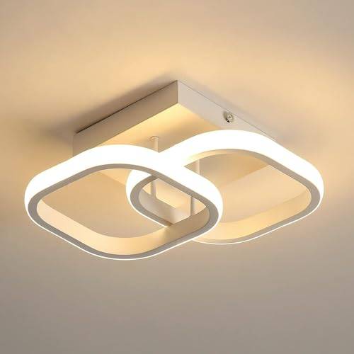 Modern LED-taklampa, Enkel Fyrkantig Design, Taklampa i vit Akryl, Ljuskrona 3000K Varmvitt Ljus, ej Dimbar för Sovrum, Vardagsrum, Hall (220V, 22W)