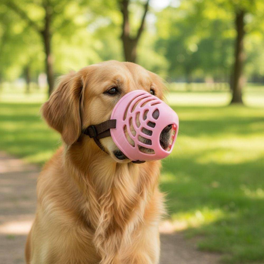 Anti-skällande Silikon Hundmunkorg Justerbart Hundmunskydd Säker Hundmunmask Promenad med Hunden gul