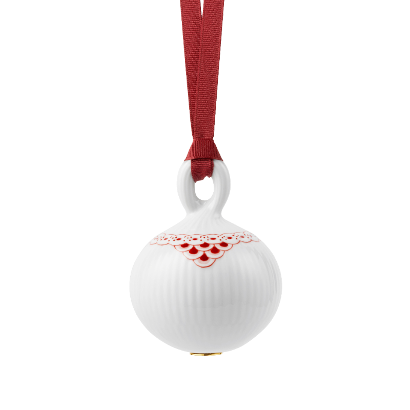 Royal Copenhagen Stjerne Riflet Jul rød blonde julekugle 9,5 cm