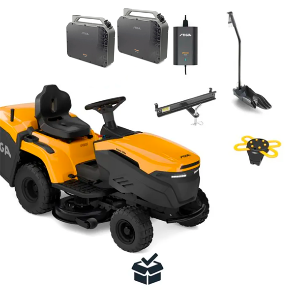 STIGA Estate 384e Havetraktor - 84 cm klippebredde inkl. fri levering, montering og klargøring | Inkl. 2 batterier og 1 lader.