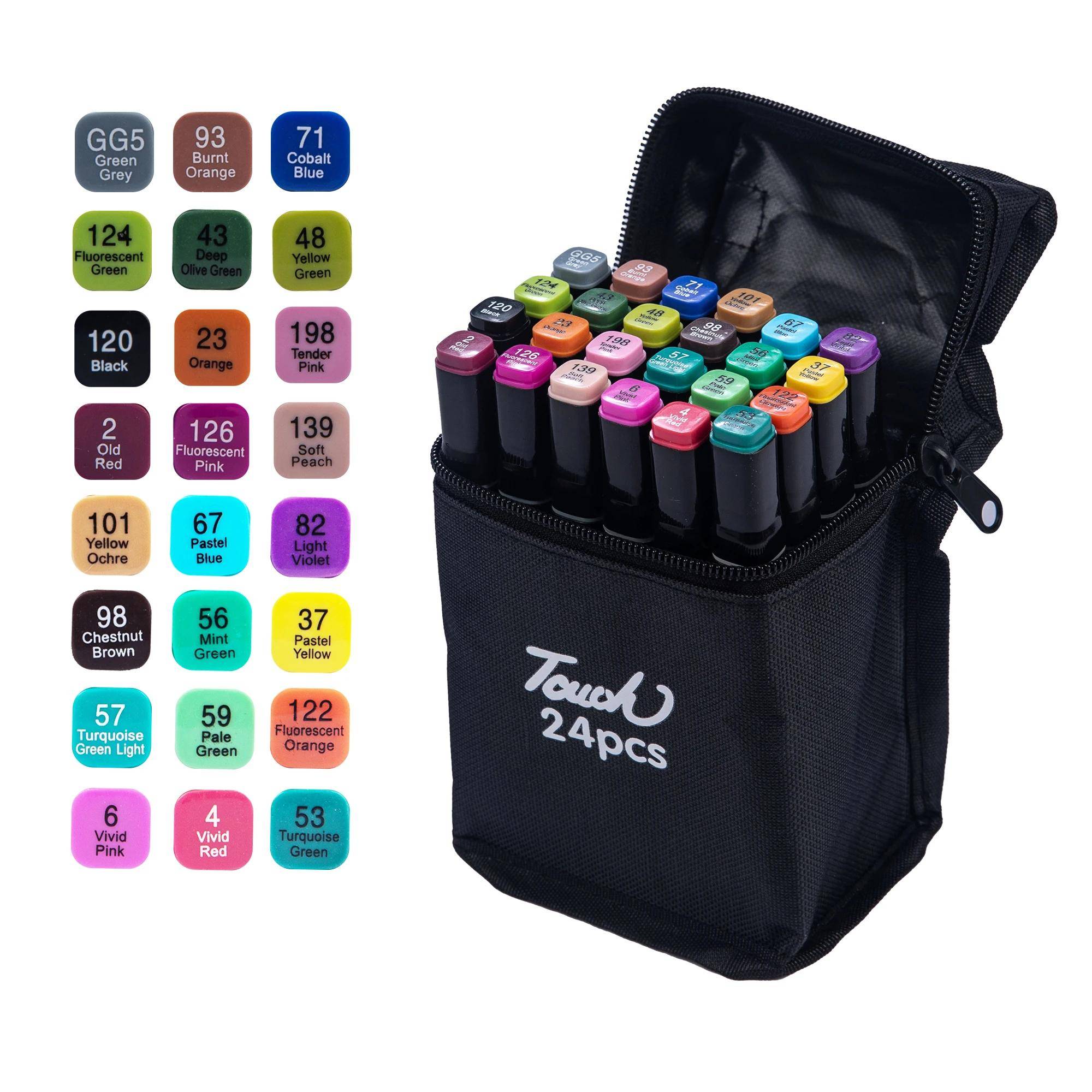 24-80 Color Double-headed Drawing Marks Set Soft Brush Pen Doodle Comic Sketch Marks Drawing