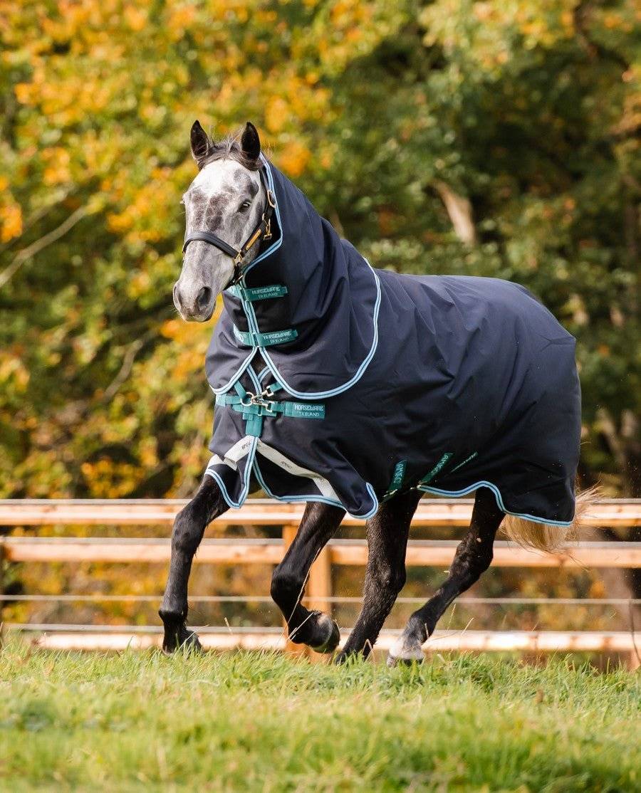 Amigo Bravo 12 Plus Medium/ 250G fra Horseware - Black/Titanium Grey and Silver / 90