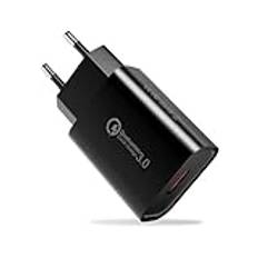 USB-laddare, 18W Quick Charge 3.0 Snabbladdare Strömadapter Snabbladdningsadapter för Samsung Galaxy S23/S22/S21/S20/S10/S9/S8/S7/A34/A14/Z Flip 3, Phone 15/14/13/12/11/SE, Huawei, Xiaomi