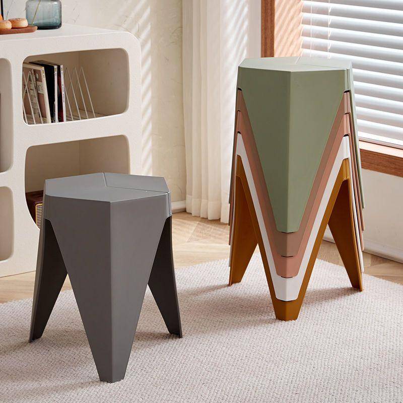Nordic Simple Stackable Thickened Plastic Stool for Home - Fashionable Adult High Round Chair