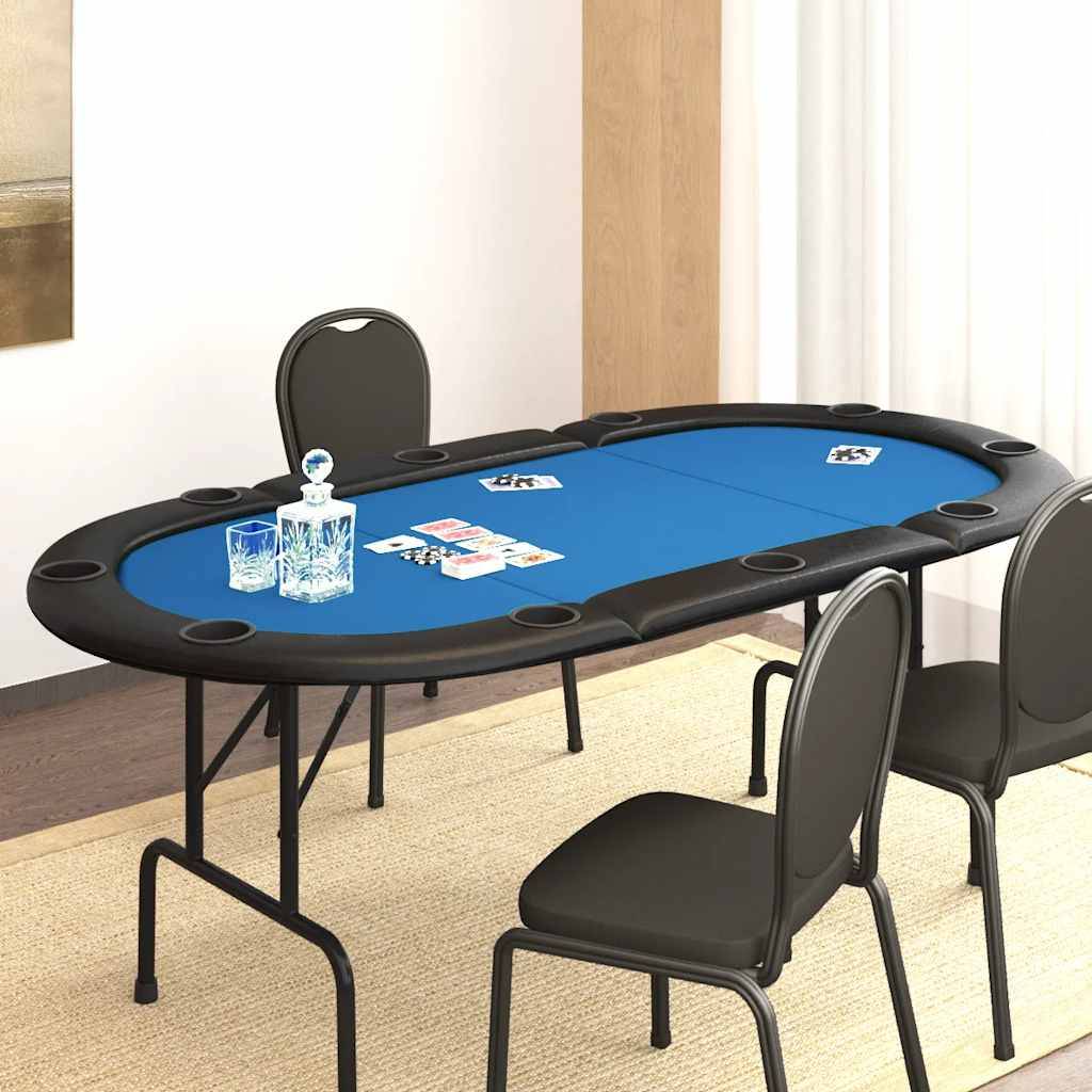 Foldbart Pokerbord 10 Pers. 207x106x76 Cm - Blå