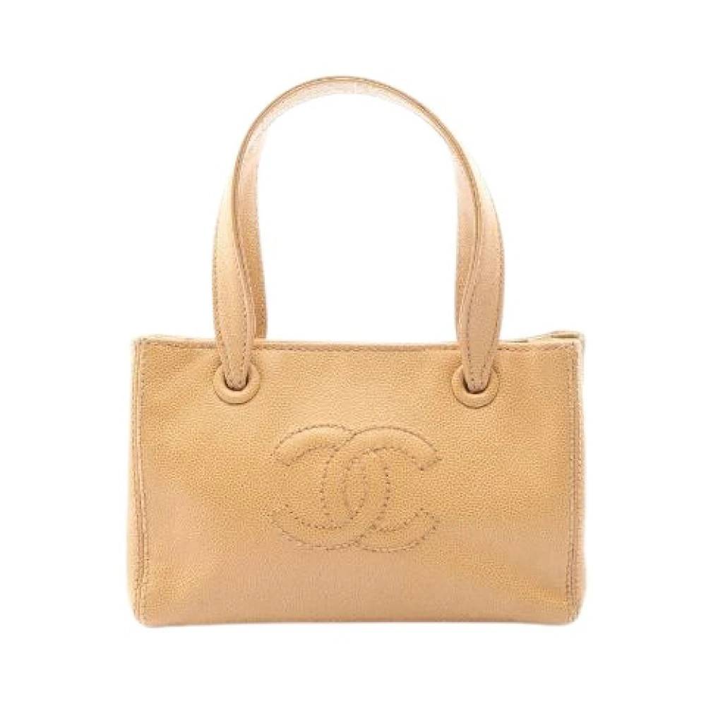 Chanel Vintage Pre-owned Coco Mark Calf Mini Håndtaske - Vintage - Dame - Beige - ONE SIZE -