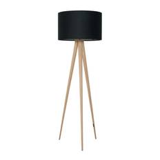 Tripod Floor Lamp - Black & Wood Base - Black / Wood Base