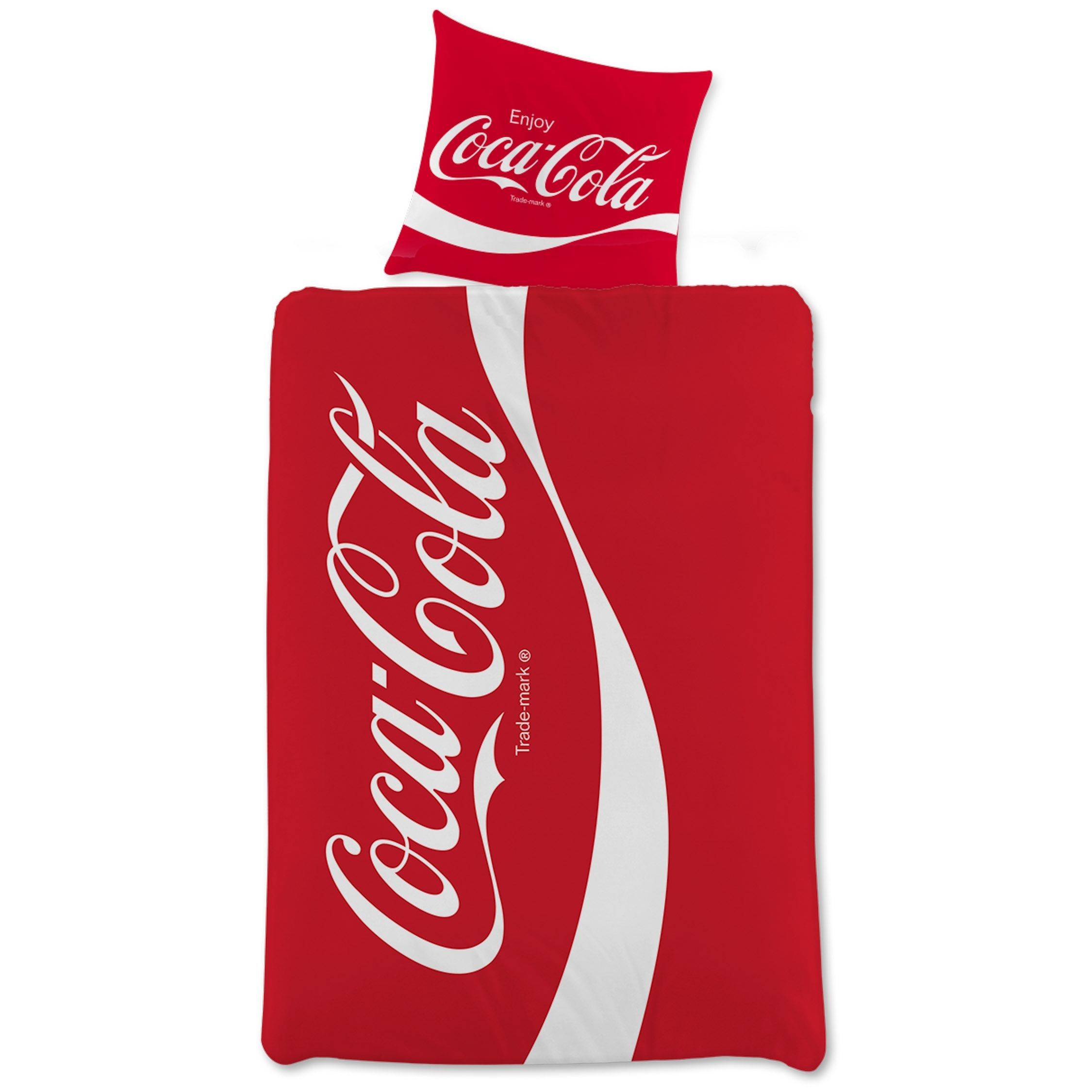 Coca Cola sengetøj - 140x200 cm - Sengelinned med 2 i 1 design - 100% bomulds sengesæt