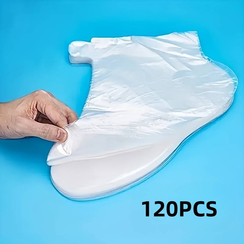 120pcs Disposable Foot Mask Plastic Socks Liners, Clear Plastic Foot Booties Covers, Waterproof Pedicure Foot Care Wrap Bags For Moisturizing Foot Mask, Exfoliating Foot Spa, Pedicure Supplies