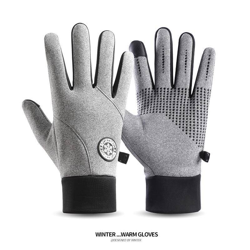 Winter outdoor riding gloves mens and womens velvet touch screen ski gloves non-slip waterproof cycling sports thermal gloves XL