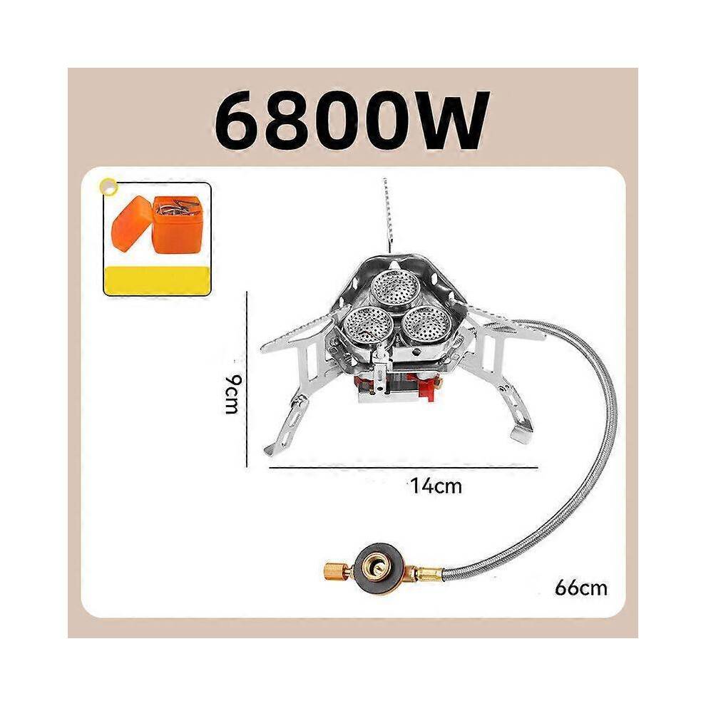 (6800W) Moose Rocket Stove, Outdoor Portable Double-Layer Windproof Three-Burner Stove