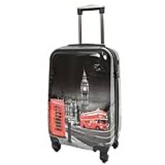 A1 MODEVAROR 4-hjuls bagage hård PC lätta resväskor resväskor London landmärken tryck, Flerfärgad, Small Cabin Size 20", Fast sida expanderbart bagage på hjul