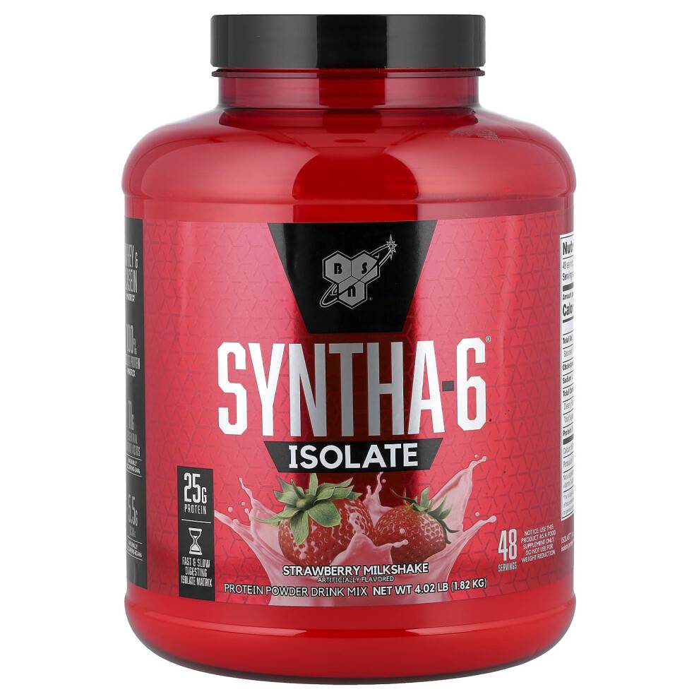 BSN, Syntha-6 Isolat, Protein Powder Drink Mix, Strawberry Milkshake, 4.02 lbs (1.82 kg)